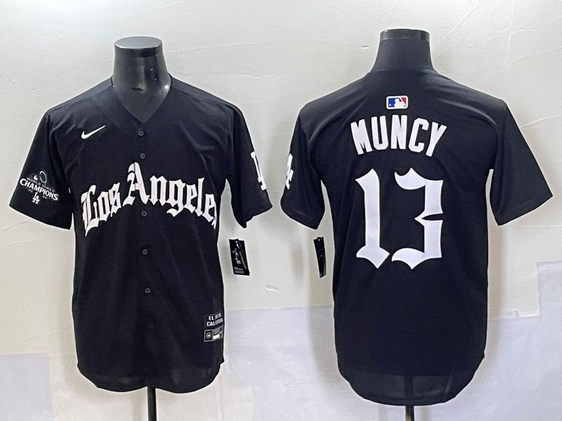 Men 2025 Los Angeles Dodgers #13 Muncy Black Five generations Joint Name Nike MLB Jersey style 10